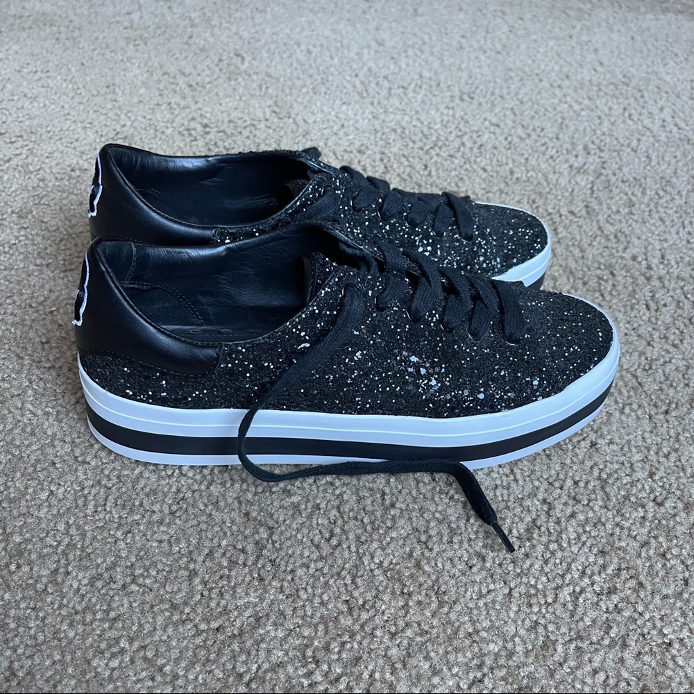 Alice + Olivia Black Glitter Platform Slip-On Sneakers - Picture 5 of 13